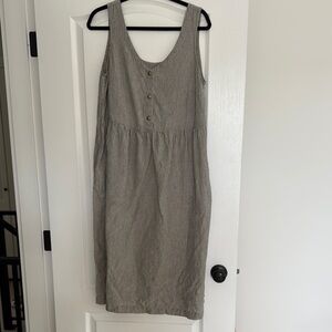 notPERFECTLINEN Natural Gray Stripe Valley Dress M/L